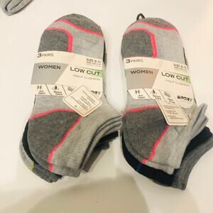 Sport Low Cut Women's Socks Size 9-11 Gray Half Cushion 3 Pairs